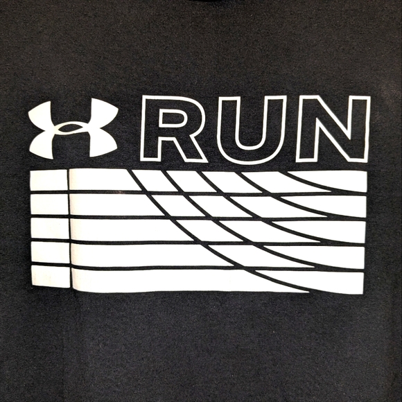 UNDER ARMOUR RUN (Spellout) Heatgear Loose Fit Athletic T-Shirt Men's XL Black - Picture 2 of 8